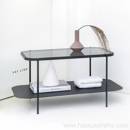 Nordic creative wrought iron double storage table